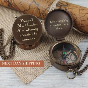 Personalized Brass Compass Anniversary Gift for Boyfriend, Anniversary Gift Husband Engraved Compass, Gift for Him, Wedding Gift for Couple