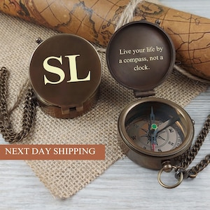 Personalized Medieval Pattern Engraved Compass, Working Compass, Valentines Day Gift for Boyfriend, Anniversary Gift for Him, Groomsmen Gift