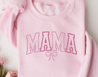 Embroidered Mama Sweatshirt, Mommy Tee, New Mom Gift
