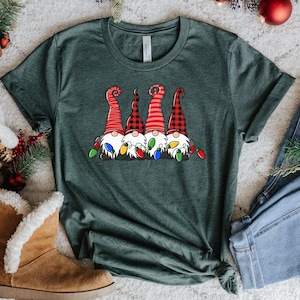 Christmas Gnomes Sweatshirt, Cute Gnome Shirt, Women Holiday Gift, Christmas Gnomes Tee, Christmas Lights Crewneck, Funny Christmas Sweater