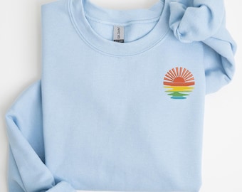 Embroidered Sunset Rays Shirt, Beachy Summer Tee