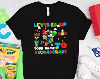 Leveled Up To Second Grade Shirt, Mario Second Grade Shirt, Second Grade Shirt,Mario School Shirt, 2nd Grade Kids Shirt,Back To School Shirt