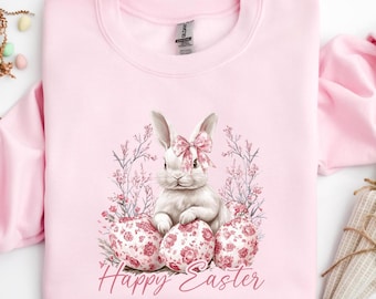 Floral Easter Bunny Sweatshirt, Boho Easter Crewneck