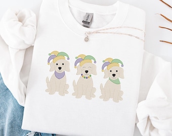 Embroidered Mardi Gras Dog Sweatshirt, Louisiana State Shirt