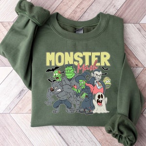 Retro Halloween Monster Mash Sweatshirt, Halloween Aesthetic, Vintage Halloween Sweatshirt, Graphic Monster Sweatshirt, Fall Oversized Shirt