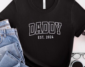 Embroidered Daddy Est. Year Shirt, Father's Day Gift