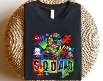Super Heroes Autism Shirt, Super Squad Autism Shirt, Autism Awareness Shirt, Autism Puzzle Shirt, Autism Ribbon Shirt, Autism Pride Shirt