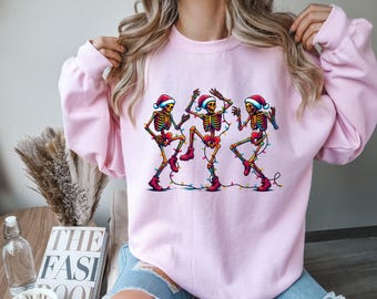 Christmas Dancing Skeleton Shirt, Holiday Lights Tee