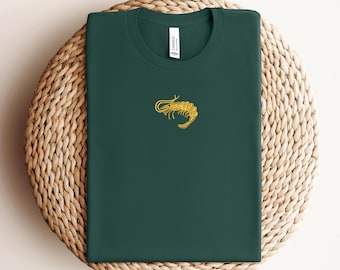 Embroidered Shrimp T-Shirt, Seafood Lover Dad Shirt