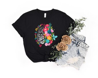 Mental Health Matters Shirt, Floral Brain Graphic Tee