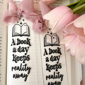 Cute Acrylic Bookmark, Cute Bookmark, Bookish Gift, Books, Reading, Ribbon Bookmark, Funny Bookmark, Aesthetic Bookmark, Reading Gift