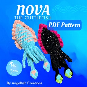 Nova the Cuttlefish Crochet Pattern: No-Sew Amigurumi Plushie (PDF Pattern)