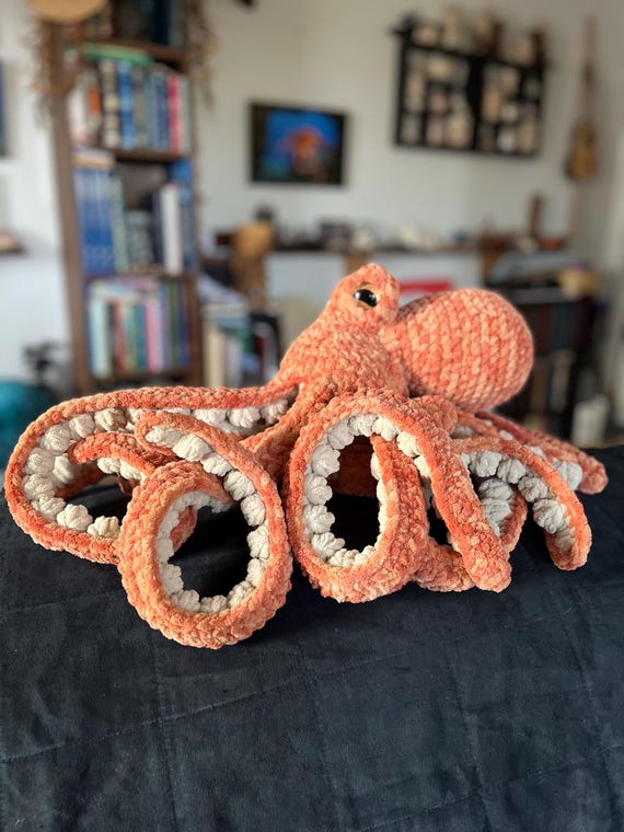 Giant Orange Octopus Plushie: Realistic Stuffed Animal Toy