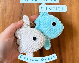 Made To Order Crochet Mola Mola Plushie: Stuffed Sunfish Amigurumi