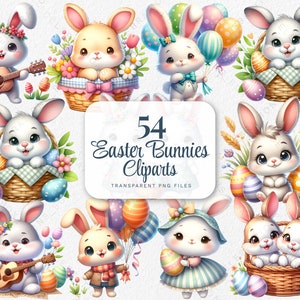 Clipart lapin de Pâques mignon, clipart lapin printemps aquarelle, lapins de Pâques chrétiens clipart Clipart aquarelle, fabrication de cartes, scrapbooking