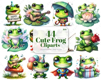 Aquarel schattige kikker clipart, groene kikker clipart, aquarel schattige dieren, kikker en paddenstoel, schattige babydieren png, schattige kikkers, babyshower