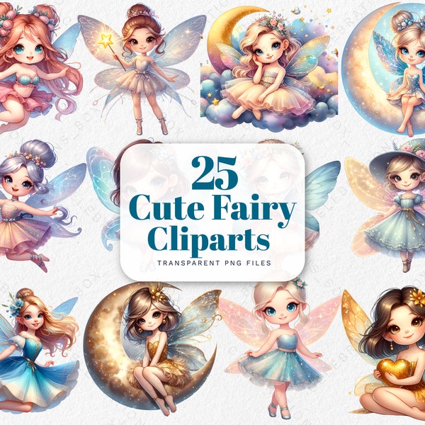 Watercolor Fairy Girl Clipart Magical Butterfly Fairies With Wings PNG Cute Fairy Garden Clipart For Scrapbooking Stickers Junk Journaling