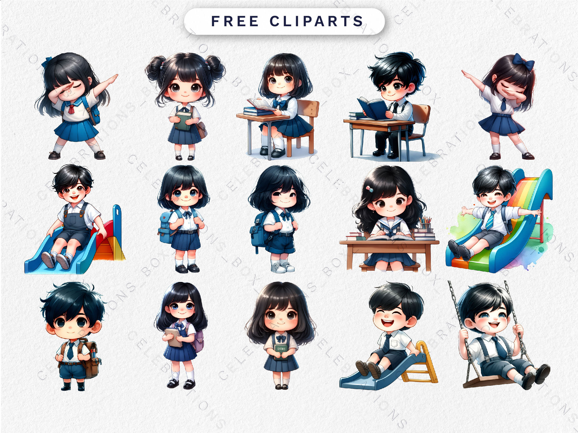 Back to School PNG, Cute School Children Clipart, Elementary School ...