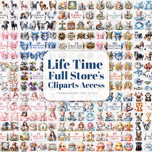 Unlimited Lifetime Access to Entire Shop Clipart Bundles, All In One Bundle , Licensed Graphics, Watercolor Clipart, Digital Download