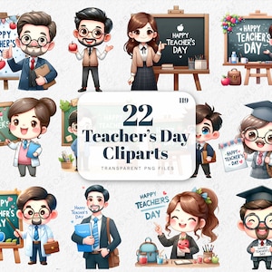 Happy Teacher Day clipart, Terug naar School PNG, Teacher's Day, Educatieve Clipart, student clipart, aquarel School Clipart PNG Graphics
