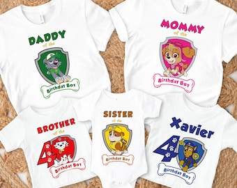 Paw Patrol Birthday Personalized T-shirt, Birthday Toddler Patrol shirt, Custom Family Matching Birthday Tee, Skye Birthday Girl Shirt