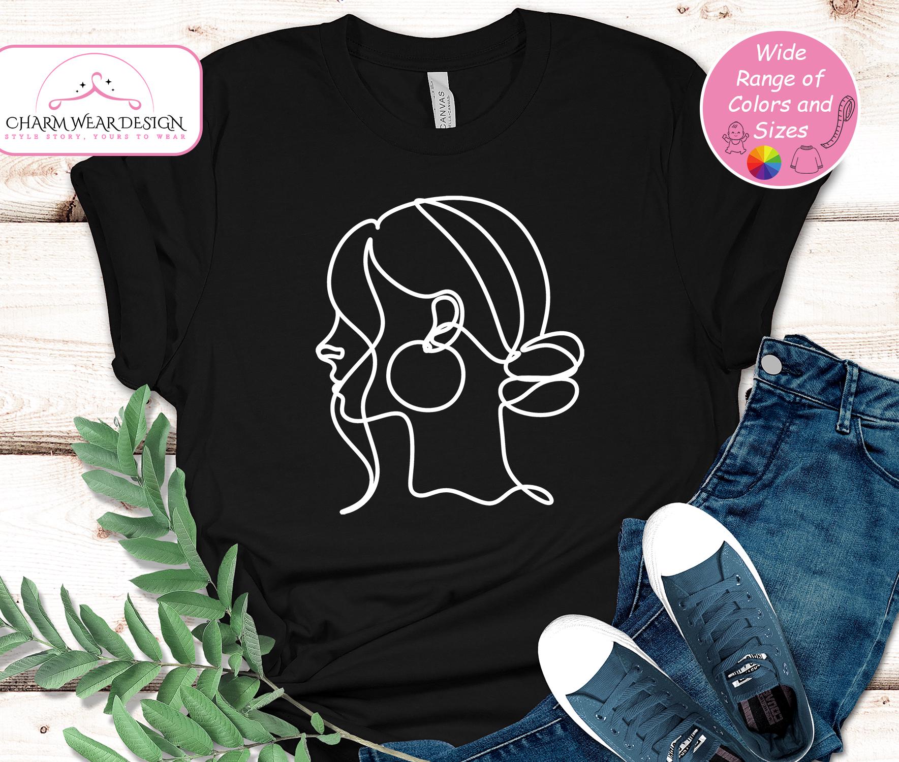Line Art Face Shirt, Aesthetic Art Face Shirt, Abstract Woman Face T-Shirt,Face Shirt, Face Design Line Art Drawing Tee, Minimalist Woman