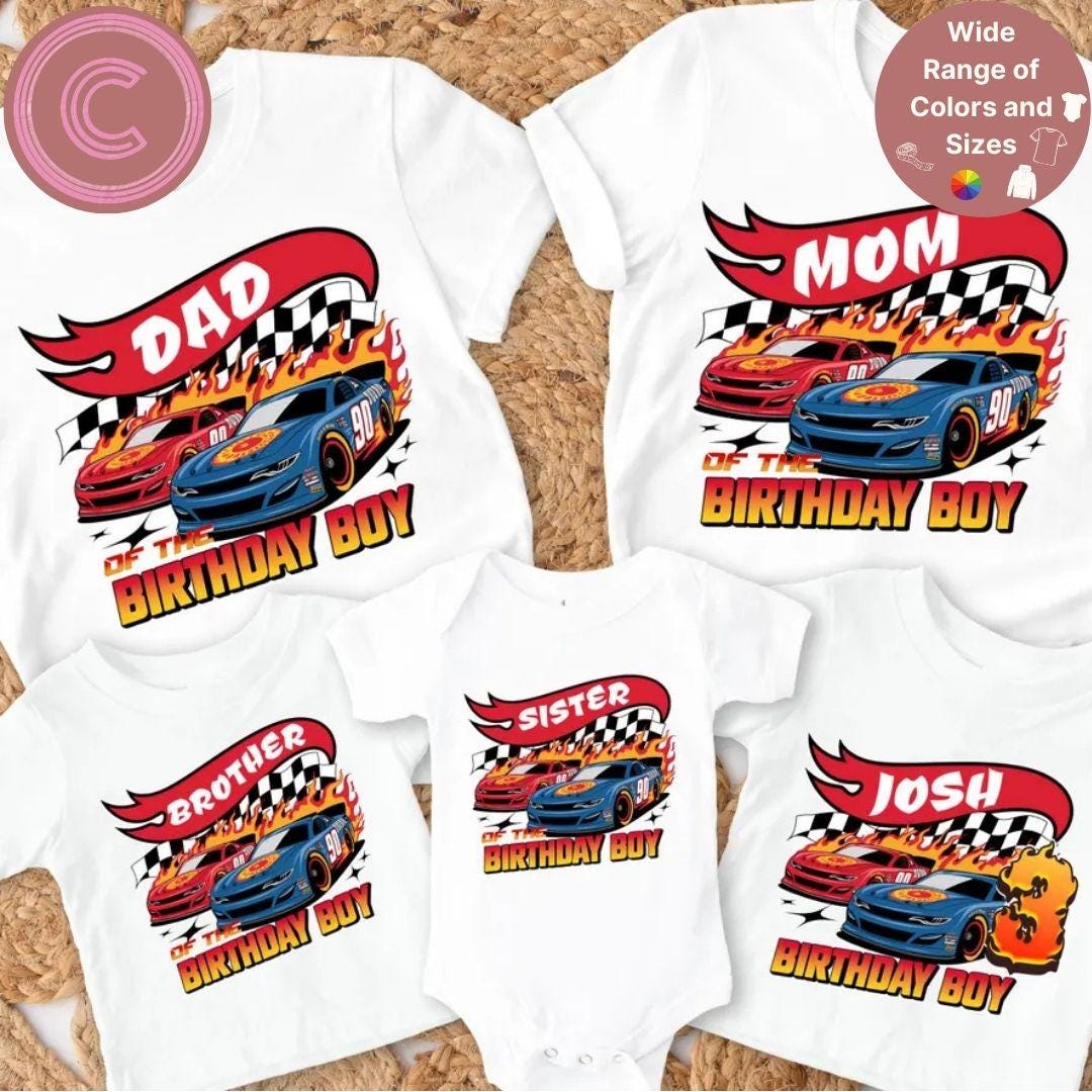 Racing Birthday Boy T-Shirt, Custom Name Birthday Boy Tee, Custom Family Birthday Boy Shirt, Racing Party Shirt, Birthday Racing Tee