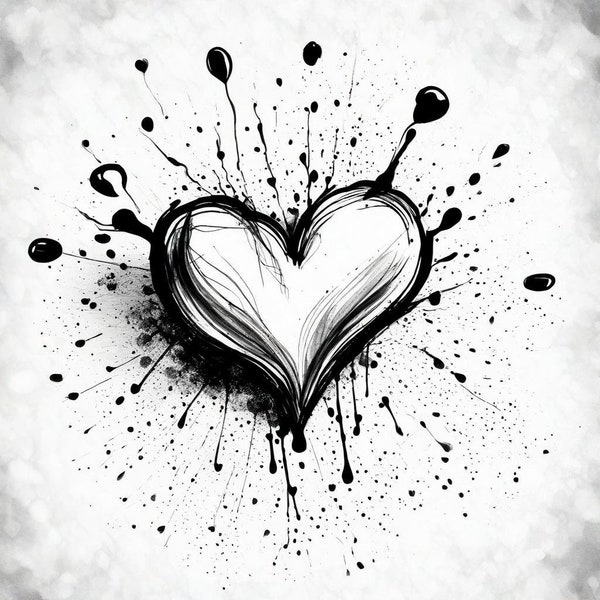 Herzen Motive , Designer Herzen Motive , Tinten Motiv , Tintenherz , Herzen Digitaler Download , Herzen Druck , Herz Design , Herz Logo