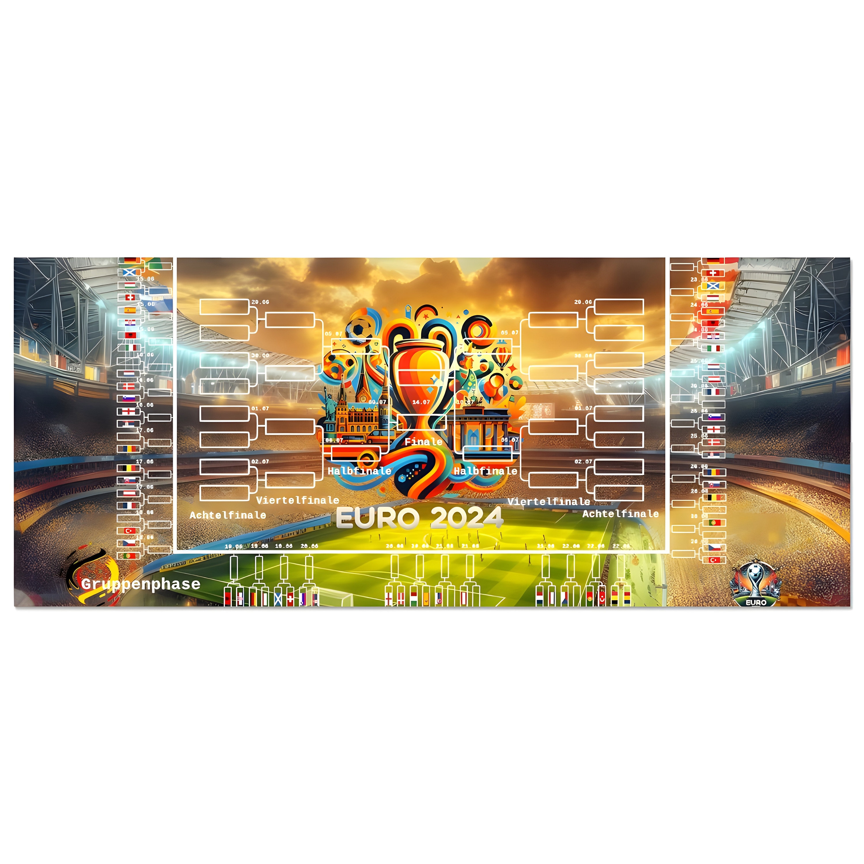 EM 2024 Spielplan Poster , Euro 2024 Spielplan 25 X 60 Cm