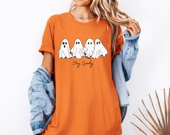 Spooky Ghost Graphic T-Shirt: Soft Cotton Halloween Costume Top