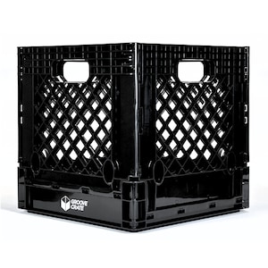 Vinyl Record Storage Milk Crate for 12-inch Vinyl LP Collapsible Foldable and Stackable Milk Crate in Black By Groove Crate image 4