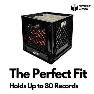 Vinyl Record Storage Milk Crate for 12-inch Vinyl LP Collapsible Foldable and Stackable Milk Crate in Black By Groove Crate image 6