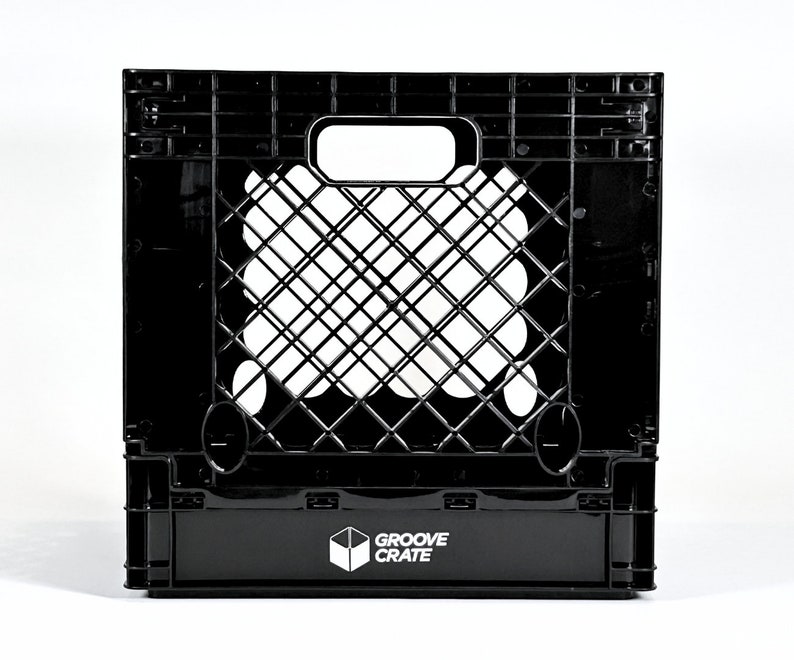 Vinyl Record Storage Milk Crate for 12-inch Vinyl LP Collapsible Foldable and Stackable Milk Crate in Black By Groove Crate image 9