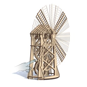 May include: A wooden model of a windmill with intricate gears and a rotating blade. The model is made of light brown wood and has a hand-painted finish. The windmill is a popular choice for home decor and is a great way to add a touch of rustic charm to any room.