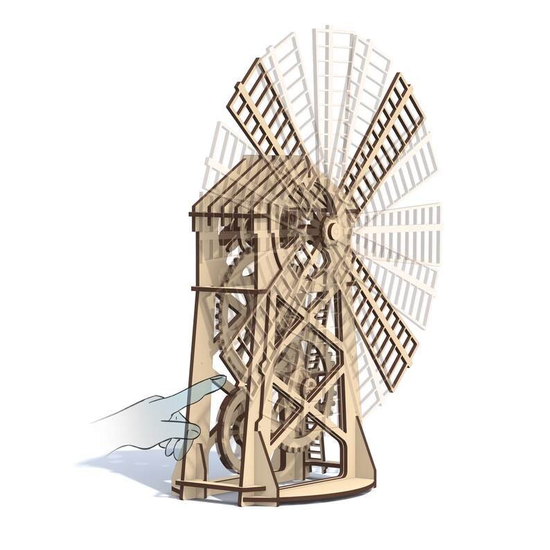 May include: A wooden model of a windmill with intricate gears and a rotating blade. The model is made of light brown wood and has a hand-painted finish. The windmill is a popular choice for home decor and is a great way to add a touch of rustic charm to any room.