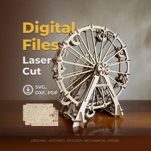 Ferris wheel – Laser Cutting File, Wooden model, SVG DXF Plywood design plan, vector files