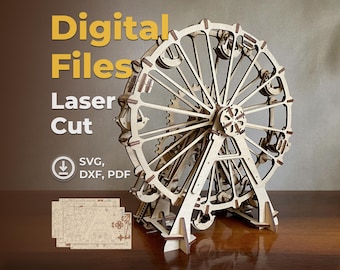 Ferris wheel – Laser Cutting File, Wooden model, SVG DXF Plywood design plan, vector files