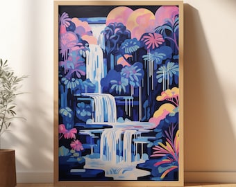 Tropical Waterfall at Night Digital Download