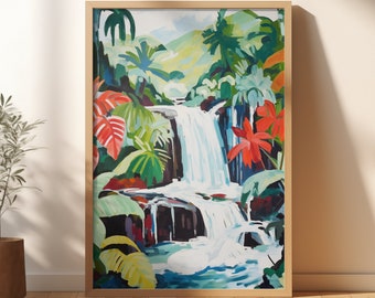 Tropical Waterfall Painting