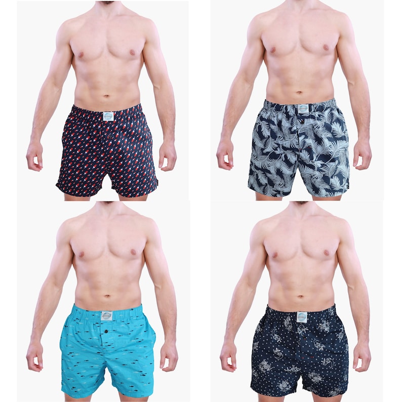 Unisex Woven Cotton Boxers Pockets and Button Fly, Men’s Underwear,men ...