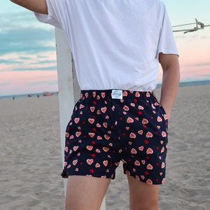 Unisex Boxershorts aus gewebter Baumwolle mit Taschen und Hosenschlitz, Herrenunterwäsche, Unisex-Boxershorts, Boxershorts für Männer, mittellange Loungwear