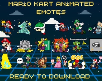 Retro Mario Kart Animated Emotes for Twitch and Discord | Twitch Emotes | Discord Emotes | Emotes for streamers and gamers | Emote pack