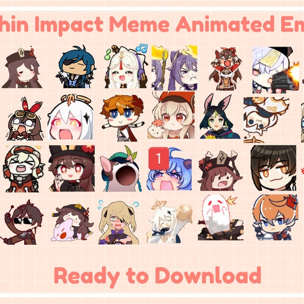 Genshin Auswirkungen Meme animierte Emotes | Twitch Emotes | Discord Emotes | Emotes für Streamer und Gamer | Emote Paket | Anime | Witze