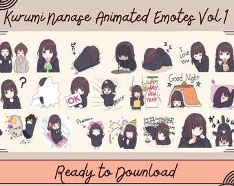 Kurumi Nanase Animated Emotes for Twitch and Discord | Twitch Emotes | Discord Emotes | Emotes for streamers and gamers | Emote pack | Anime