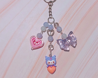 Trendy Cute Kitty, Y2K Beaded Chain Link, Coquette Heart, kawaii character accessories