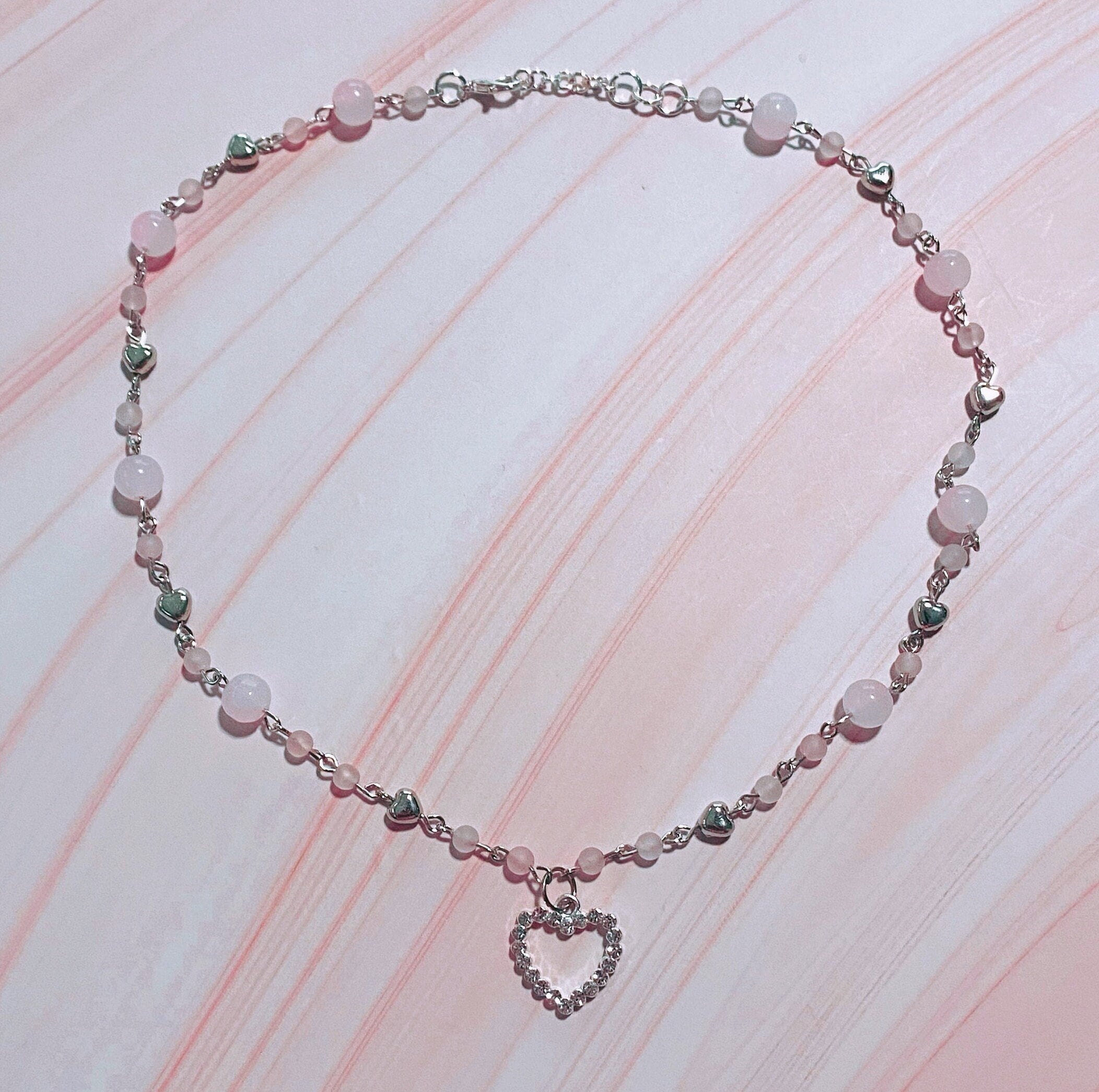 VVV☆PINK RIBBON HEART MIX BEADS NECKLACE Beaded Ari Necklace | Kendra Scott