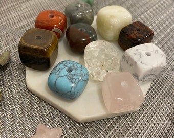 Crystal Incense Holders, Gemstone Cubes, Unique Home Decor, Spirituality and Meditation, Tumbled Stones For Incense Burning