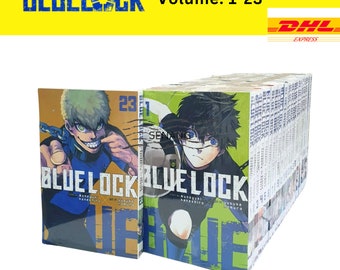 Blue Lock Manga Volume 1-23 door Muneyuki Kaneshiro & Yusuke Nomura Engelse versie Fysieke strip DHL Express Shipping