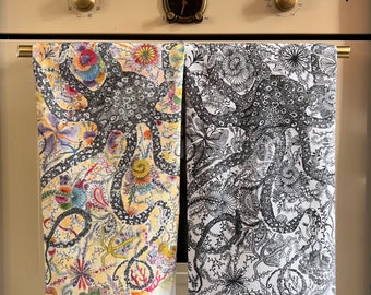 Hand Craft Kitchen Towels - octopus, set of 2