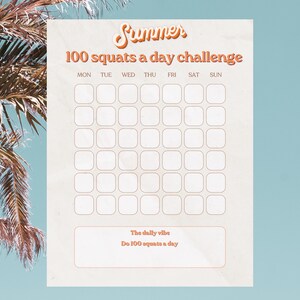 Desafio de Agachamentos de 30 Dias (Imprimir) | Rastreador de Fitness para o Verão